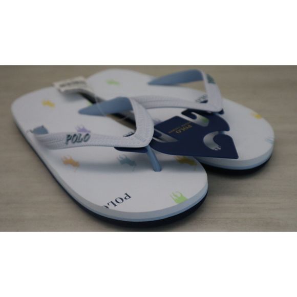 Polo Ralph Lauren Women's Sz 9 White/Allover Pony Print Flip Flops - Picture 3 of 6